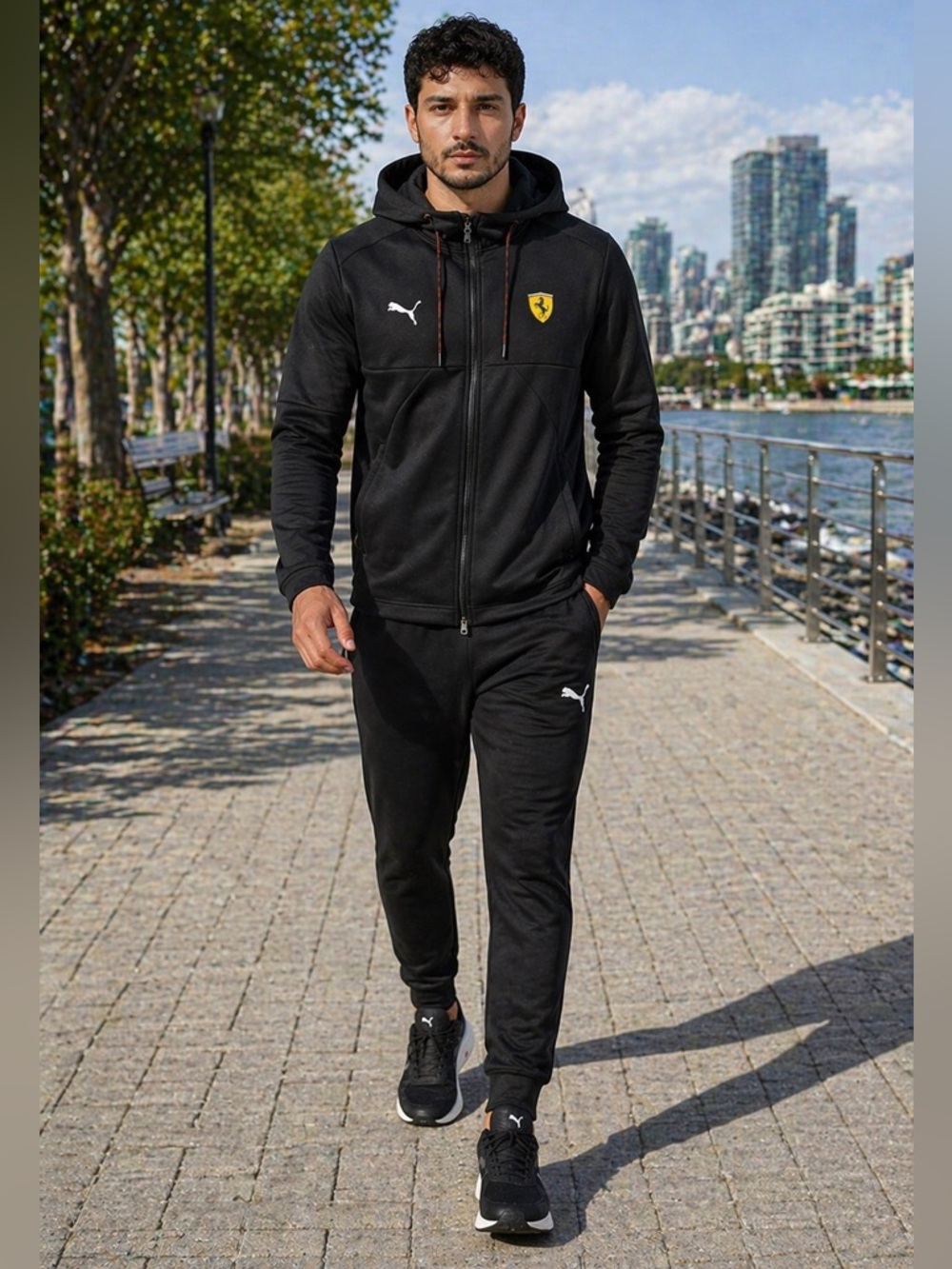 PUMA X SF SCUDERIA FERRARI RARE Street Softshell Hoodie Full Zip Black SZ XL